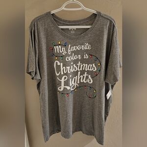 My Favorite Color is Christmas Lights Holiday Time Womens T-Shirt 2X NWT